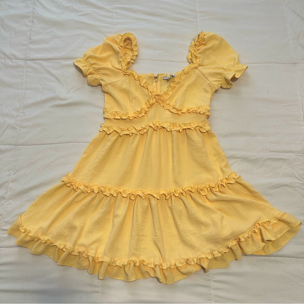 Boutique Ruffle yellow mini dress